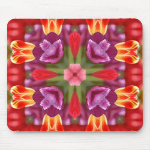 Colourful Tulips Kaleidoscope Mouse Pad