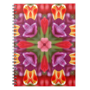 Colourful Tulips Kaleidoscope Spiral Notebook