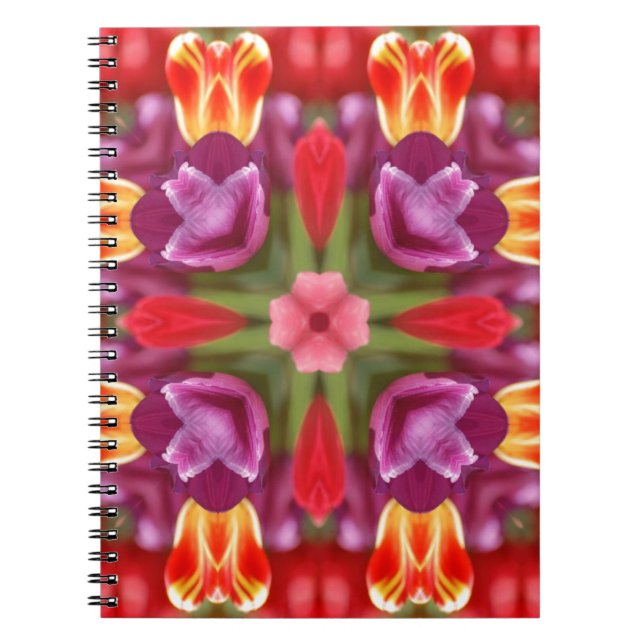 Colourful Tulips Kaleidoscope Spiral Notebook (Front)