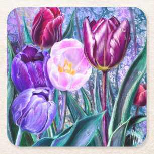 Colourful Tulips Paper Coasters
