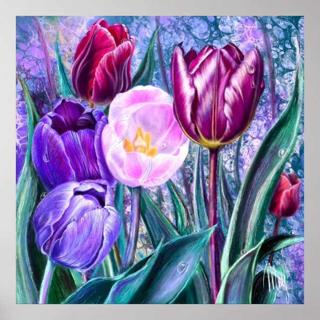 Colourful Tulips Poster (Front)