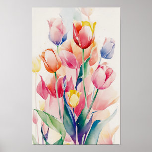Colourful tulips poster