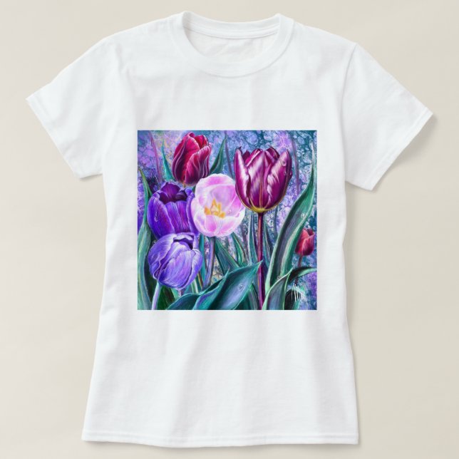 Colourful Tulips T-Shirt (Design Front)