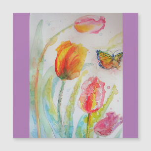 Colourful Tulips Watercolor Fridge Magnet