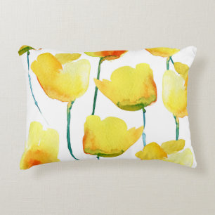 Colourful Tulips Watercolor: Seamless Illustration Decorative Cushion