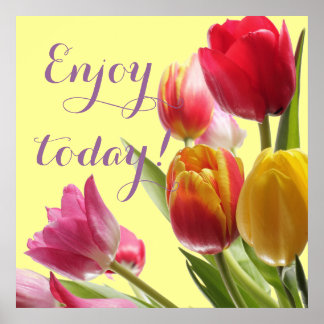Colourful Tulips with Customisable Quotation Poster