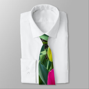 Colourful Tullips in Purples, Reds, Yellows, Green Tie