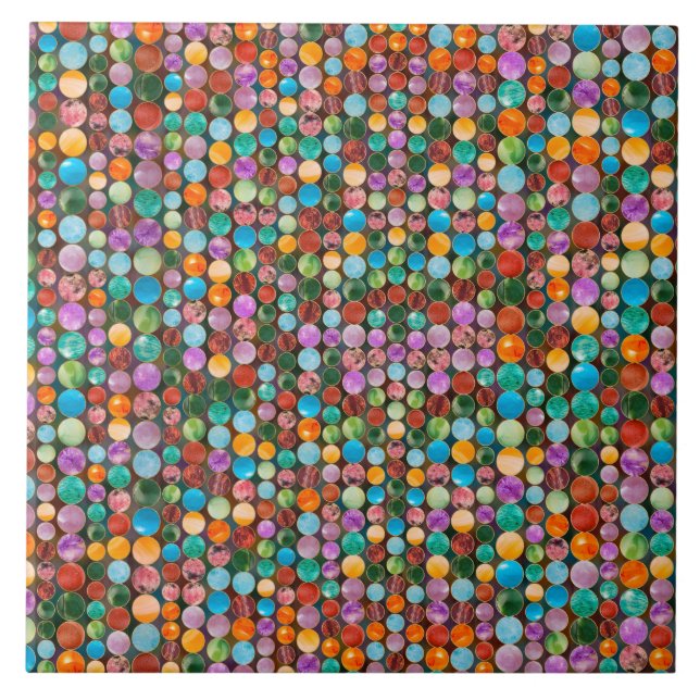 Colourful Tumbled Gemstones Beads Tile (Front)