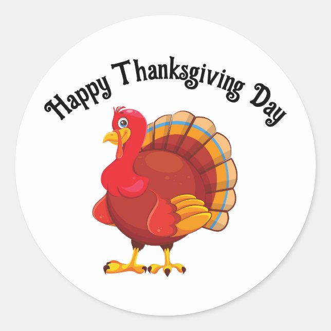 Colourful Turkey Round Sticker (Front)