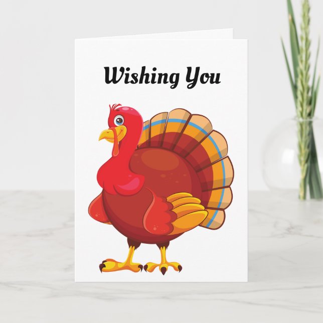 Colourful Turkey Thanksgiving Holiday Card (Front)