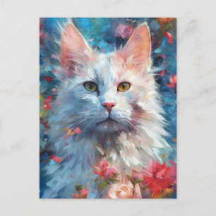 Colourful Turkish Angora cat Postcard