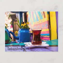 Colourful Turkish Tea in Istanbul, Turkey Postcard