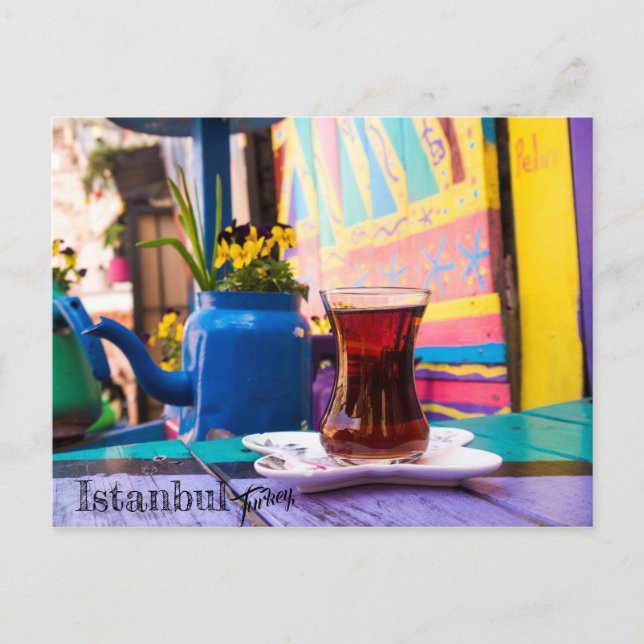 Colourful Turkish Tea in Istanbul, Turkey Postcard (Front)