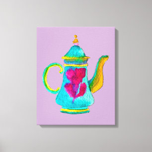 Colourful Turkish teapot watercolor Canvas Print