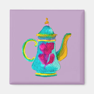 Colourful Turkish teapot watercolor Magnet