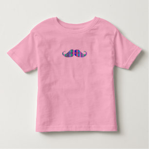 Colourful Turquoise Aztec Pattern Moustache Toddler T-Shirt
