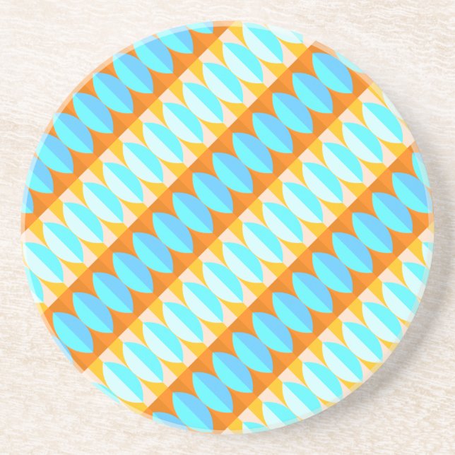Colourful Turquoise Blue Orange Yellow Pattern Coaster (Front)