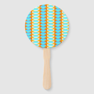 Colourful Turquoise Blue Orange Yellow Pattern Hand Fan
