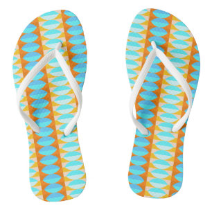 Colourful Turquoise Blue Orange Yellow Pattern Jandals