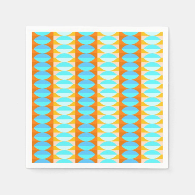 Colourful Turquoise Blue Orange Yellow Pattern Napkin (Front)