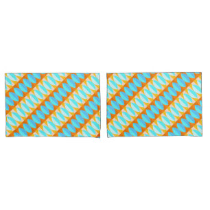 Colourful Turquoise Blue Orange Yellow Pattern Pillowcase