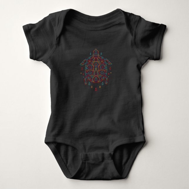 Colourful Turtle Baby Bodysuit (Front)