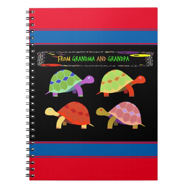 Colourful turtle design for grandkids notebook (Front)