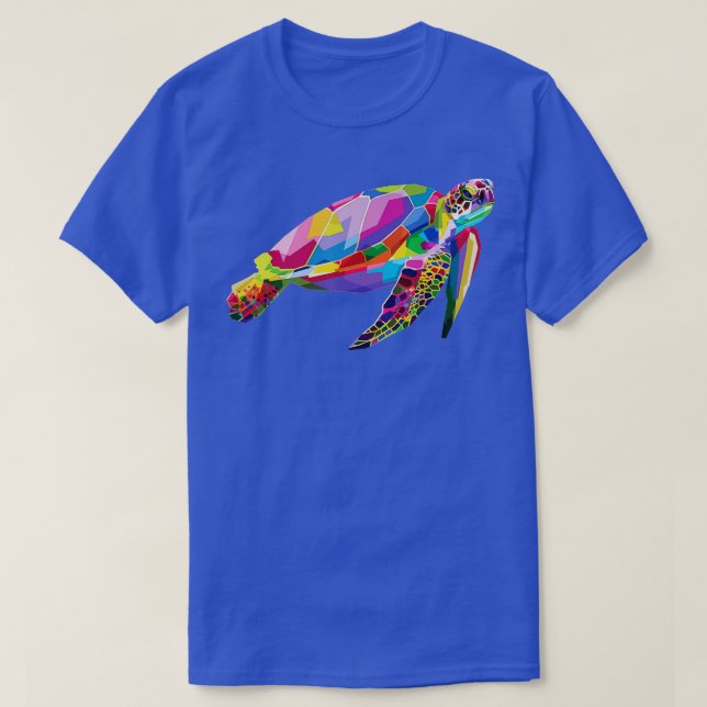 Colourful Turtle Floating sea Tortoise Geometric A T-Shirt (Design Front)