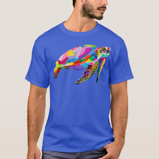 Colourful Turtle Floating sea Tortoise Geometric A T-Shirt