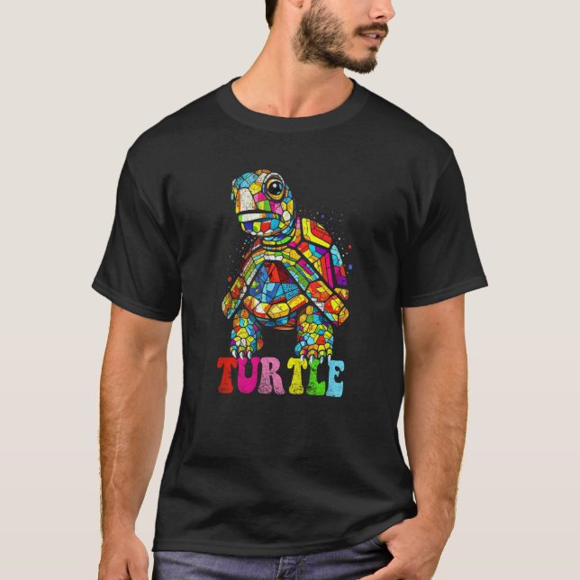 colourful Turtle Retro Throwback Sea Vacation Psyc T-Shirt (Front)
