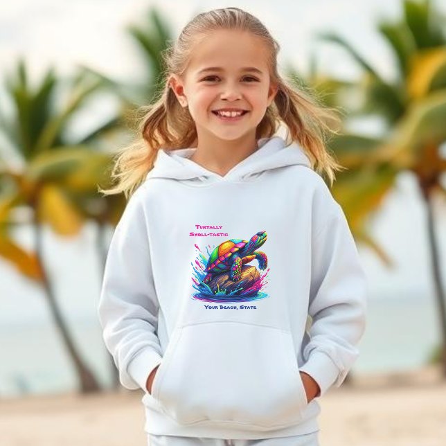 Colourful Turtle Splash- (Colorful Turtle Splash-Fisherman Core-Dopamine Dressing-Kids Hoodie)