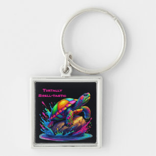 Colourful Turtle Splash Key Ring
