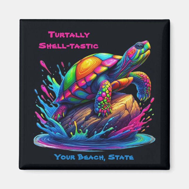 Colourful Turtle Splash Magnet (Front)