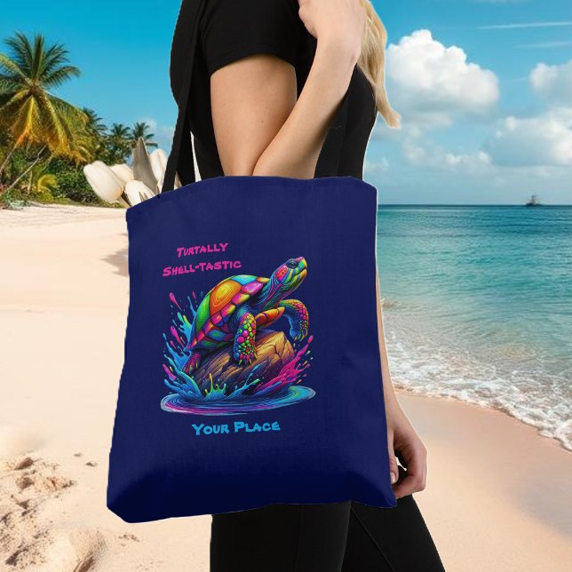 Colourful Turtle Splash Tote Bag (Colorful Turtle Splash Tote Bag )