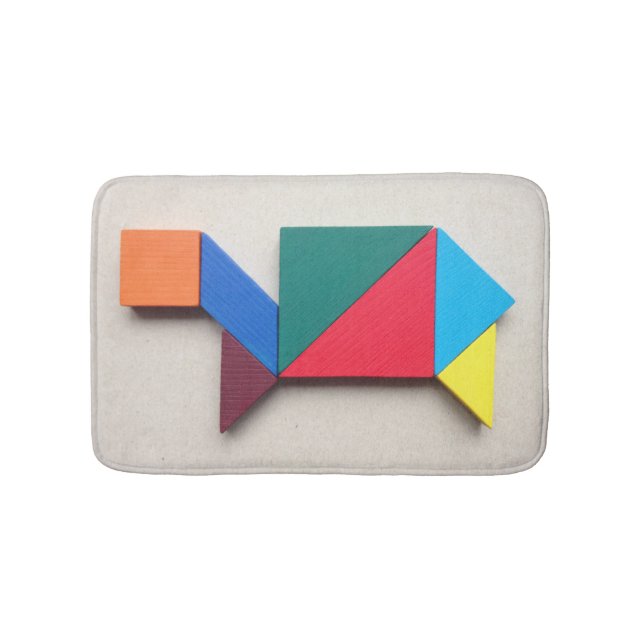 Colourful turtle Tangram Bath Mat (Front)