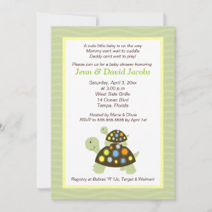 Colourful Turtles 5x7 Baby Shower Invite - Green