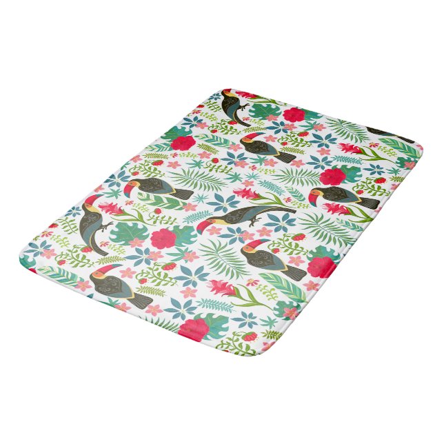 Colourful tuscans tropical flowers pattern bath mat (Angled)