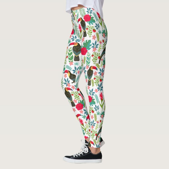 Colourful tuscans tropical flowers pattern leggings (Left)