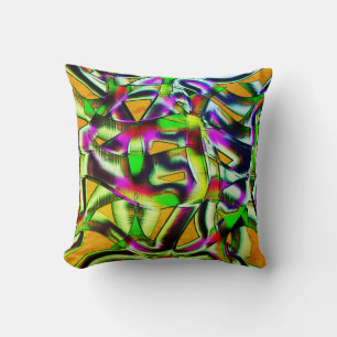 Colourful twisted cutouts lime.., notched scratche cushion