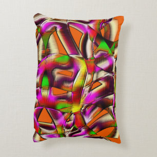 Colourful twisted cutouts pink, notched scratches decorative cushion