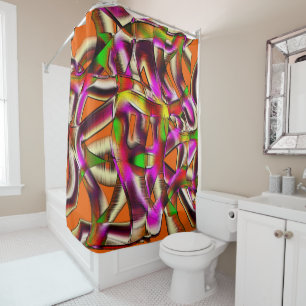 Colourful twisted cutouts pink, notched scratches shower curtain
