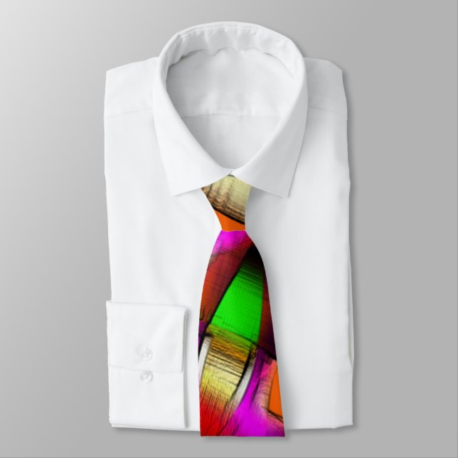 Colourful twisted cutouts pink, notched scratches tie (Tied)