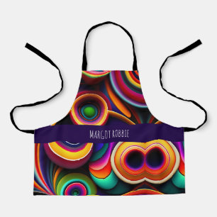 Colourful Twisted half circles Rainbow Pattern Apron