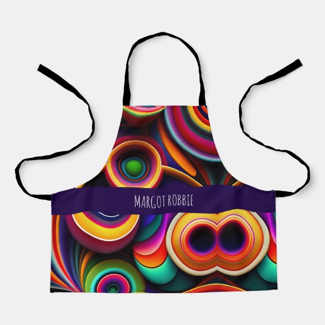Colourful Twisted half circles Rainbow Pattern Apron (Front)