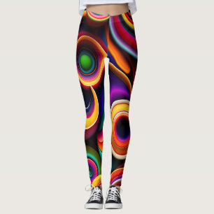 Colourful Twisted half circles Rainbow Pattern Leggings
