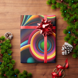 Colourful Twisted half circles Rainbow Pattern Wrapping Paper