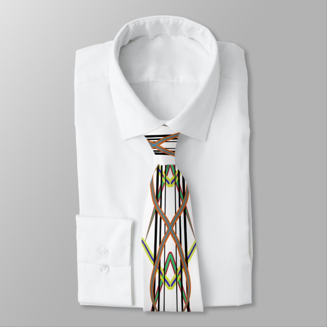 Colourful Twisting Symmetrical Line Art Drawing Tie (Tied)