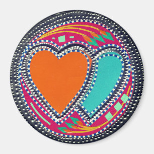 Colourful Two Hearts Magnet
