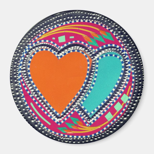 Colourful Two Hearts Magnet (Front)