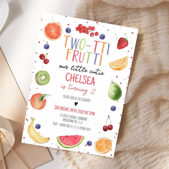 Colourful Two-tii Frutti 2nd Birthday Invitation (Creator Uploaded)